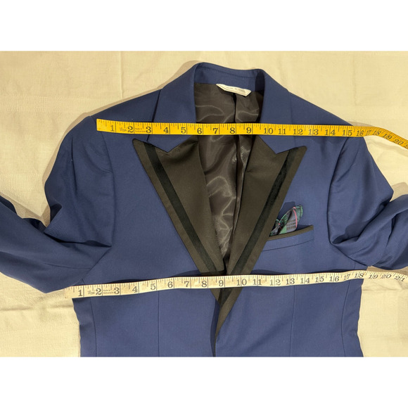 Mens 36S Lineage Blue Black Formal Tuxedo Jacket Blazer Sport Coat Stretch - Picture 10 of 13